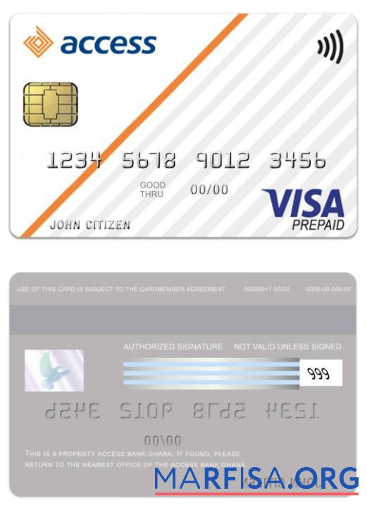 Realistic Ghana Access Bank visa prepaid card sample